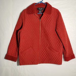 WOMEN'S LARGE VINTAGE FU DU RED QUILTED JACKET